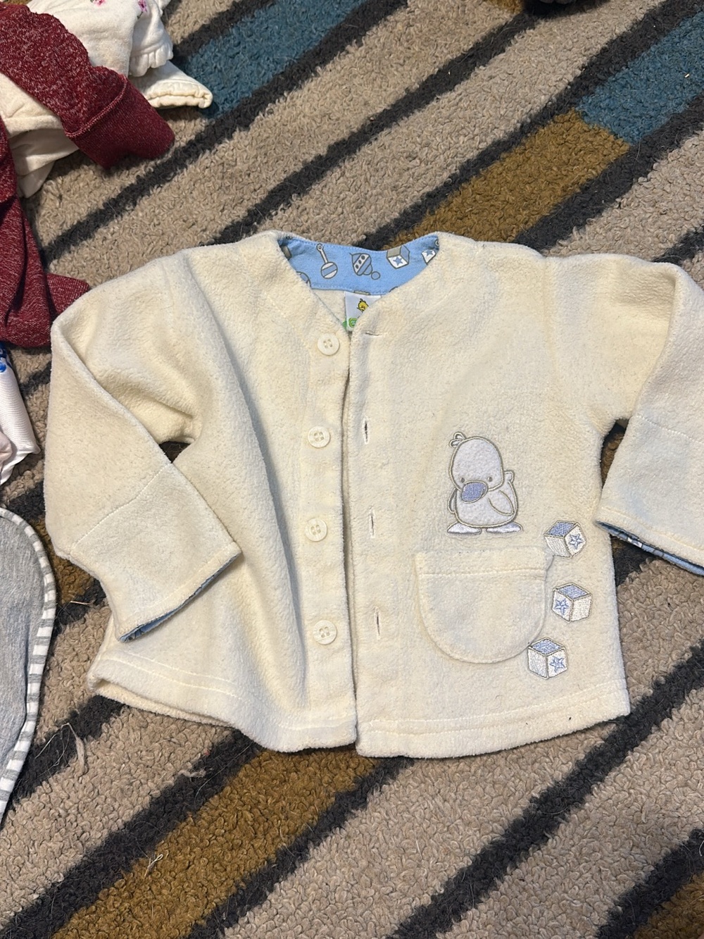 Sesame Street Cream Baby Button-Front Jacket with Bear Detail
